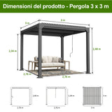 Patioslife Atlantic – Pergola bioclimatica autoportante in alluminio con tetto a lamelle orientabili, ideale per giardino, terrazza e piscina