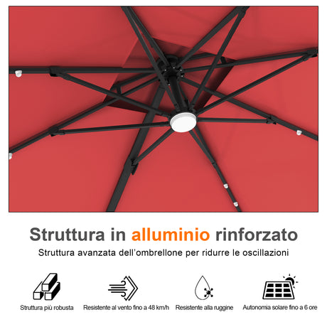 Patioslife Aegis Pro Ombrellone a Braccio con Luci LED, Struttura in Alluminio Rinforzato e Verniciato a Polvere — Ombrellone da Giardino e Patio per Esterni