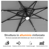 Patioslife Aegis Pro Ombrellone a Braccio con Luci LED, Struttura in Alluminio Rinforzato e Verniciato a Polvere — Ombrellone da Giardino e Patio per Esterni