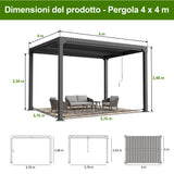 Patioslife Atlantic – Pergola bioclimatica autoportante in alluminio con tetto a lamelle orientabili, ideale per giardino, terrazza e piscina