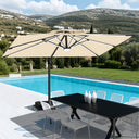 Patioslife Aegis Premium – Ombrellone a Braccio 3x4 m da Giardino e Patio con Luci LED su Tutte le Stecche, Stecche in Fibra di Vetro, Palo in Alluminio Verniciato