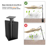 Patioslife Aegis Base Ombrellone a Braccio Interrata ad Alta Resistenza – Acciaio con Doppia Verniciatura Profondità 61cm – Massima Stabilità Anti-Vento per Giardino, Terrazza e Cemento