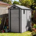 Patioslife YardVault - Casetta da Giardino in Resina con Pavimento | Ripostiglio Porta Attrezzi da Esterno Impermeabile, Finestra e Porta con Serratura