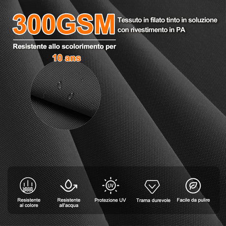 Patioslife Aegis Premium Ombrellone a Braccio con Luci LED a Striscia su Tutte le Stecche, Stecche in Fibra di Vetro, Palo in Alluminio Verniciato a Polvere e Copertura Protettiva – Ombrellone da Giardino e Patio di Lusso per Esterni