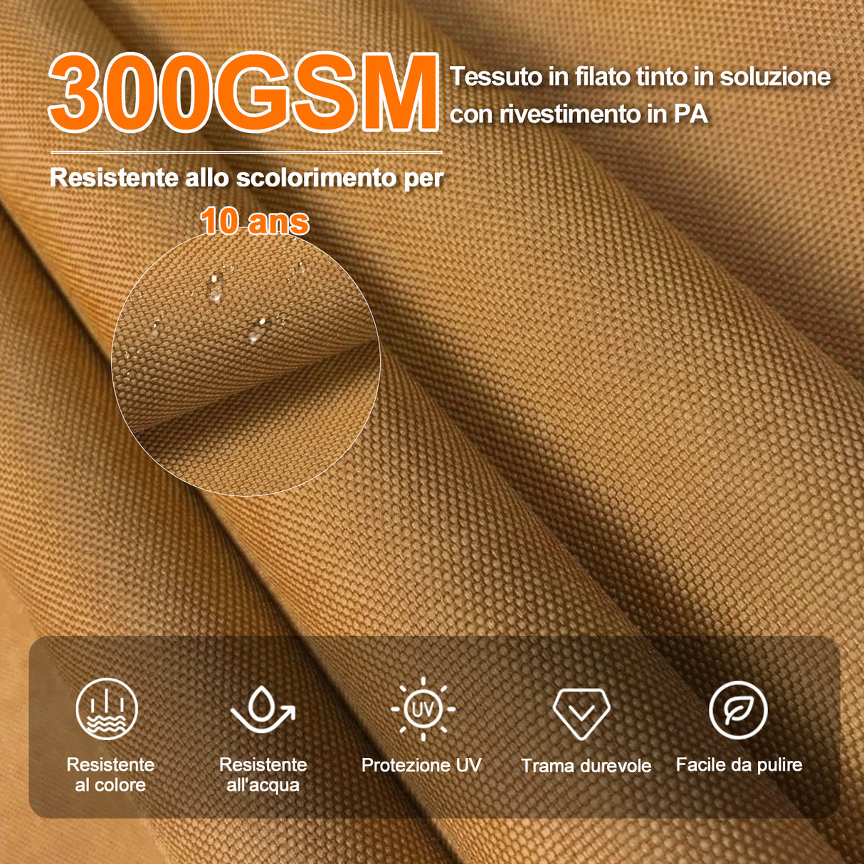 Patioslife Aegis Premium Ombrellone a Braccio con Luci LED a Striscia su Tutte le Stecche, Stecche in Fibra di Vetro, Palo in Alluminio Verniciato a Polvere e Copertura Protettiva – Ombrellone da Giardino e Patio di Lusso per Esterni