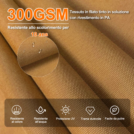 Patioslife Aegis Premium Ombrellone a Braccio con Luci LED a Striscia su Tutte le Stecche, Stecche in Fibra di Vetro, Palo in Alluminio Verniciato a Polvere e Copertura Protettiva – Ombrellone da Giardino e Patio di Lusso per Esterni