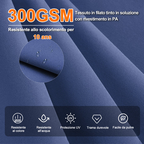 Patioslife Aegis Premium Ombrellone a Braccio con Luci LED a Striscia su Tutte le Stecche, Stecche in Fibra di Vetro, Palo in Alluminio Verniciato a Polvere e Copertura Protettiva – Ombrellone da Giardino e Patio di Lusso per Esterni