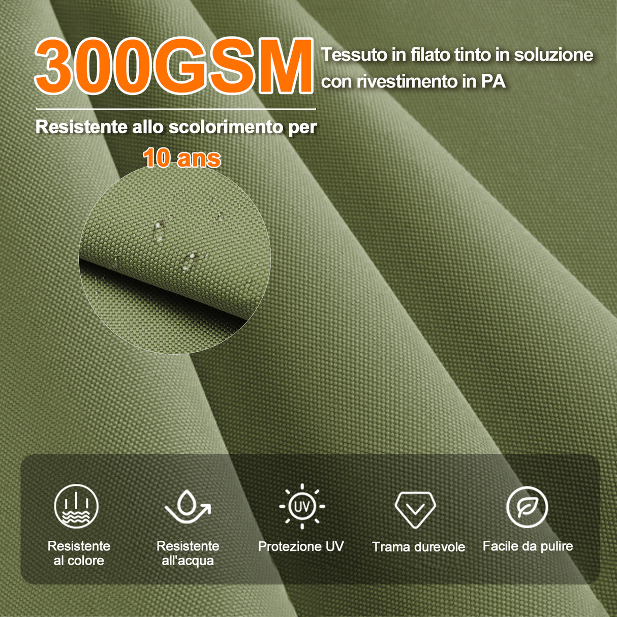 Patioslife Aegis Premium Ombrellone a Braccio con Luci LED a Striscia su Tutte le Stecche, Stecche in Fibra di Vetro, Palo in Alluminio Verniciato a Polvere e Copertura Protettiva – Ombrellone da Giardino e Patio di Lusso per Esterni