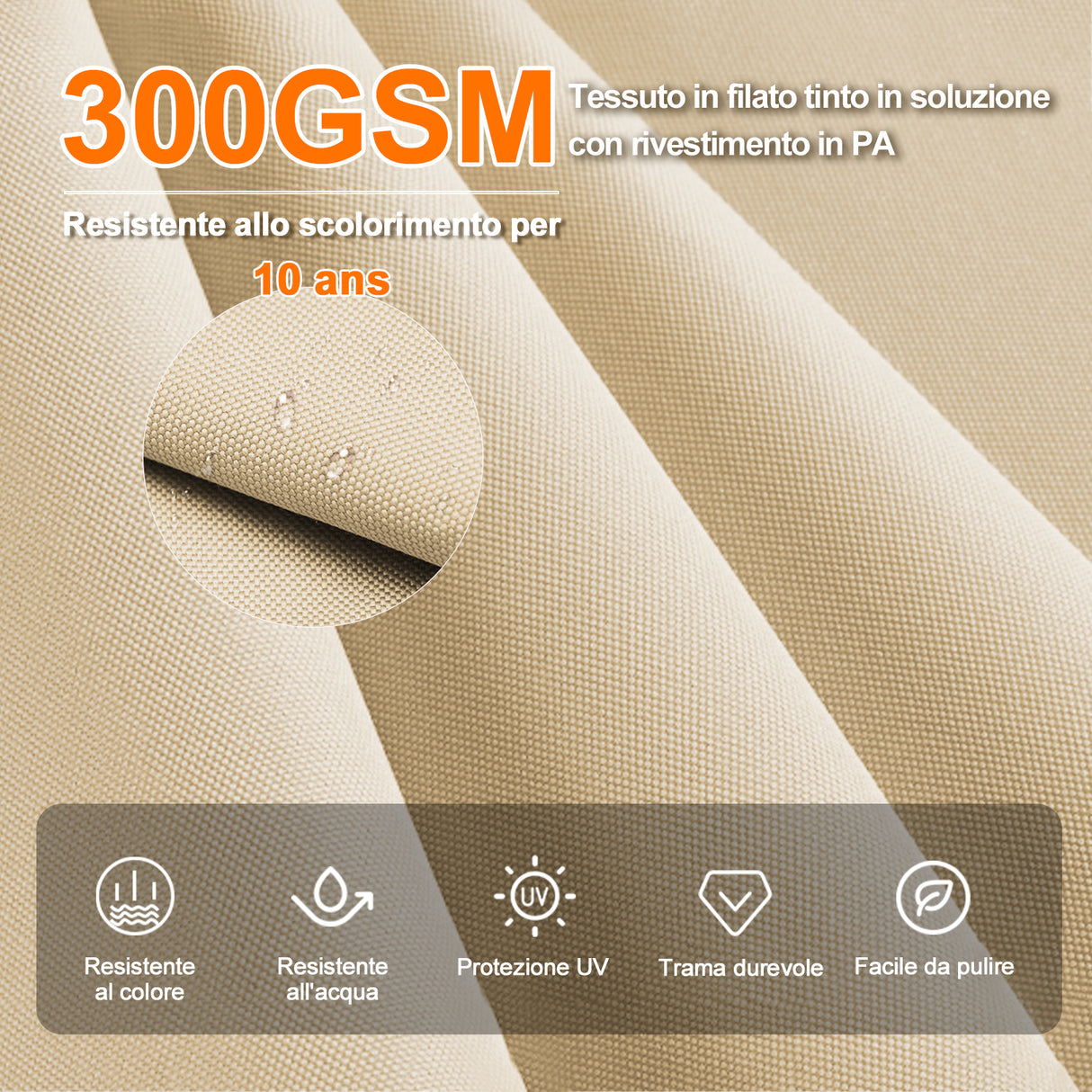 Patioslife Aegis Premium Ombrellone a Braccio con Luci LED a Striscia su Tutte le Stecche, Stecche in Fibra di Vetro, Palo in Alluminio Verniciato a Polvere e Copertura Protettiva – Ombrellone da Giardino e Patio di Lusso per Esterni