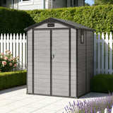 Patioslife YardVault Casetta da Giardino in Resina con Pavimento Impermeabile, Finestra e Porta con Serratura – Shed da Giardino Esterno, Protezione per Attrezzi e Giardino