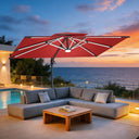 Patioslife Aegis Premium – Ombrellone a Braccio 3x4 m da Giardino e Patio con Luci LED su Tutte le Stecche, Stecche in Fibra di Vetro, Palo in Alluminio Verniciato