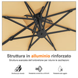 Patioslife Aegis Pro™ Ombrellone a Braccio con Base Incrociata, Struttura Robusta e Palo in Alluminio Verniciato a Polvere – Ombrellone da Giardino e Patio per Esterni
