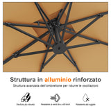 Patioslife Aegis Pro™ Ombrellone a Braccio con Base Incrociata, Struttura Robusta e Palo in Alluminio Verniciato a Polvere – Ombrellone da Giardino e Patio per Esterni