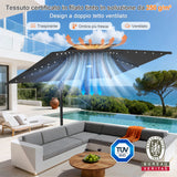 Patioslife Aegis Pro Ombrellone a Braccio con Luci LED, Struttura in Alluminio Rinforzato e Verniciato a Polvere — Ombrellone da Giardino e Patio per Esterni