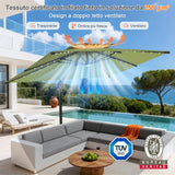 Patioslife Aegis Pro Ombrellone a Braccio con Luci LED, Struttura in Alluminio Rinforzato e Verniciato a Polvere — Ombrellone da Giardino e Patio per Esterni