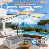 Patioslife Aegis Pro™ Ombrellone a Braccio con Base Incrociata, Struttura Robusta e Palo in Alluminio Verniciato a Polvere – Ombrellone da Giardino e Patio per Esterni