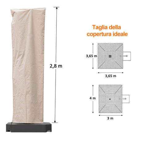 Patioslife Aegis Copertura Ombrellone – Protezione tutto l’anno con zip e cordino, tessuto Oxford 600D, impermeabile e resistente ai raggi UV, protegge da ruggine e scolorimento, per giardino e terrazzo