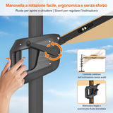 Patioslife Aegis Premium Ombrellone a Braccio con Luci LED a Striscia su Tutte le Stecche, Stecche in Fibra di Vetro, Palo in Alluminio Verniciato a Polvere e Copertura Protettiva – Ombrellone da Giardino e Patio di Lusso per Esterni