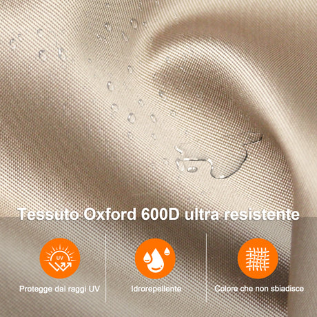 Patioslife Aegis Copertura Ombrellone – Protezione tutto l’anno con zip e cordino, tessuto Oxford 600D, impermeabile e resistente ai raggi UV, protegge da ruggine e scolorimento, per giardino e terrazzo