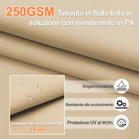 Patioslife Aegis Pro™ Ombrellone a Braccio con Base Incrociata, Struttura Robusta e Palo in Alluminio Verniciato a Polvere – Ombrellone da Giardino e Patio per Esterni