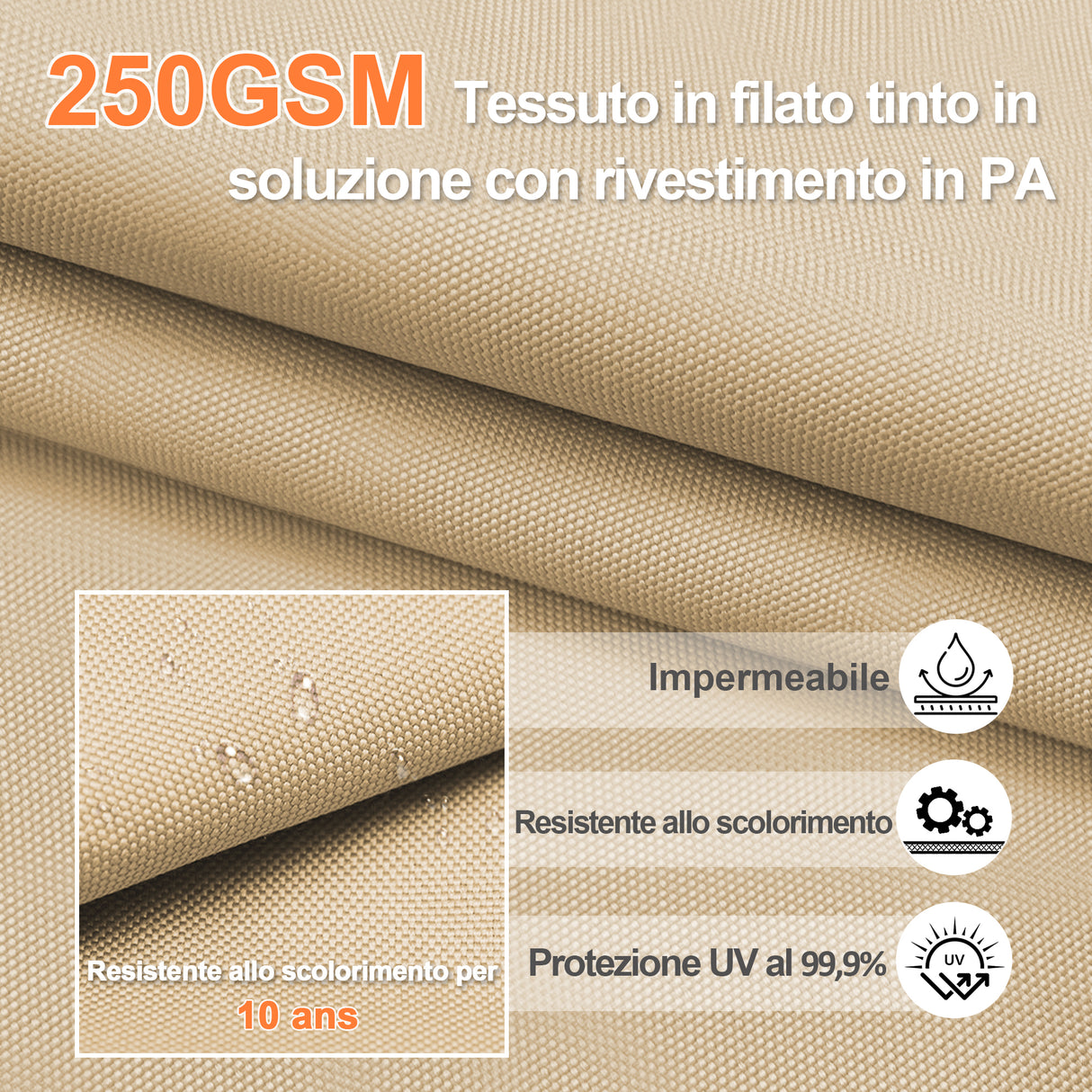 Patioslife Aegis Pro Ombrellone a Braccio con Luci LED, Struttura in Alluminio Rinforzato e Verniciato a Polvere — Ombrellone da Giardino e Patio per Esterni