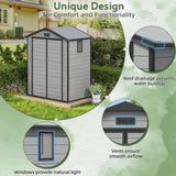 Patioslife YardVault Casetta da Giardino in Resina con Pavimento Impermeabile, Finestra e Porta con Serratura – Shed da Giardino Esterno, Protezione per Attrezzi e Giardino