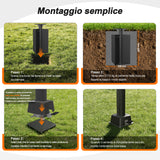 Patioslife Aegis Base Ombrellone a Braccio Interrata ad Alta Resistenza – Acciaio con Doppia Verniciatura Profondità 61cm – Massima Stabilità Anti-Vento per Giardino, Terrazza e Cemento