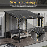 Patioslife Haven Gazebo da Giardino a Tetto Rigido Montato a Parete in Alluminio, Pergola Resistente per Giardino, Cortile o Terrazza, Tetto per Esterni