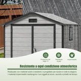 Patioslife YardVault Casetta da Giardino in Resina con Pavimento Impermeabile, Finestra e Porta con Serratura – Shed da Giardino Esterno, Protezione per Attrezzi e Giardino